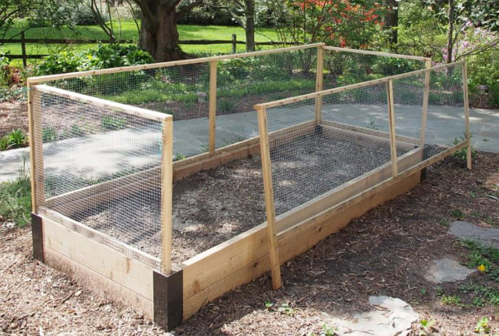 Chicken-wire fence panels for garden bed