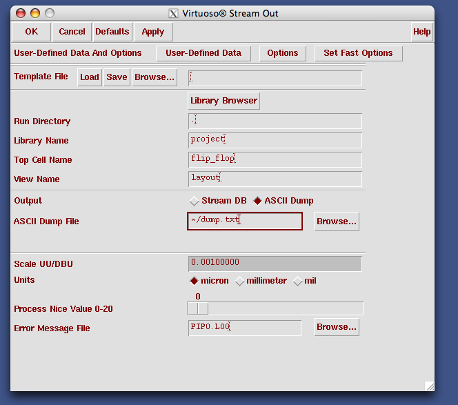 Cadence: Setting Export Options