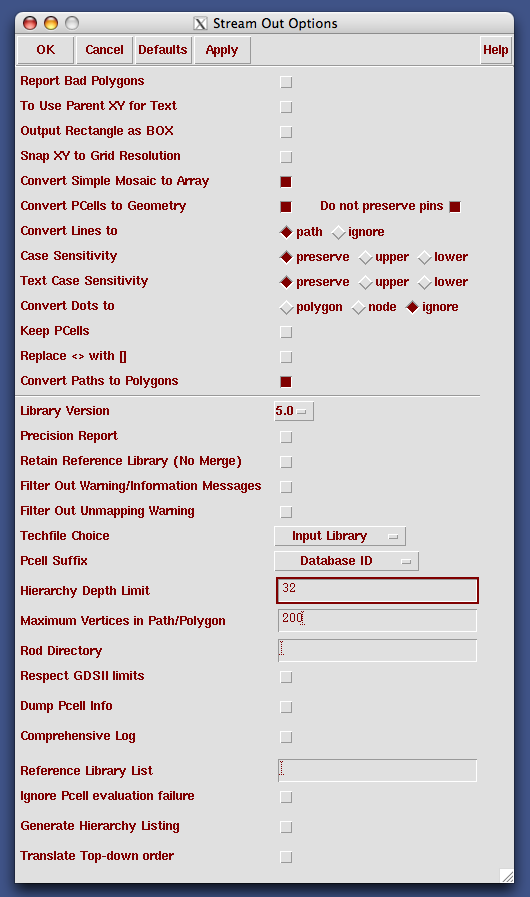 Cadence: Setting Stream Options